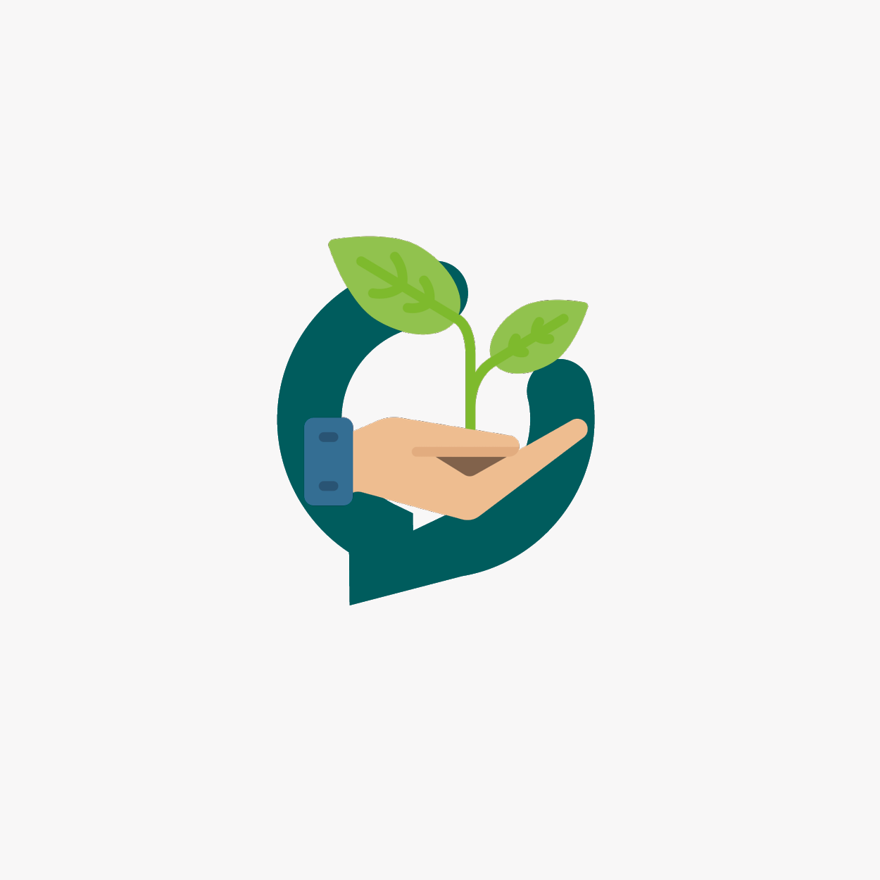 Illustration d'une main avec une plante dans une main dans une bulle